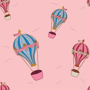 Hot air Balloons in vintage pink