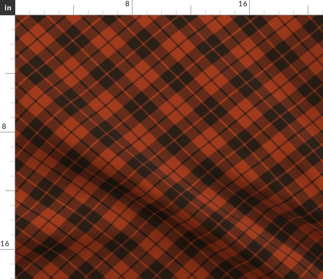 rust and brown diagonal tartan