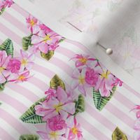 Frangipani Small Print-Pink Stripes