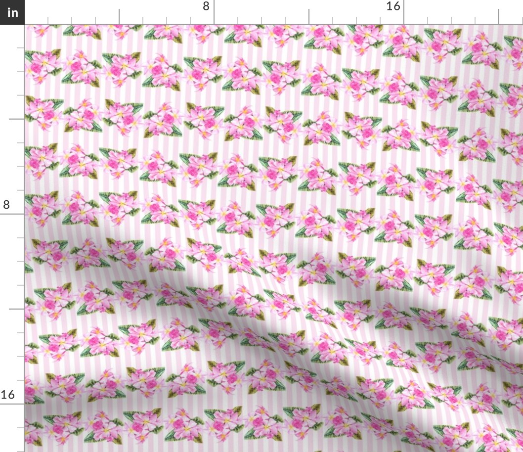 Frangipani Small Print-Pink Stripes