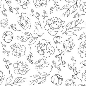 Hand Drawn Floral | Black + White