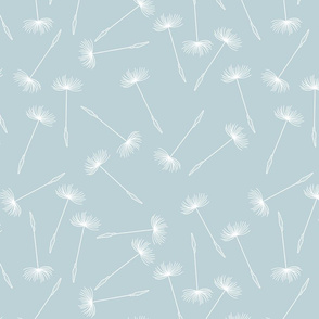 Blue Dandelion Seeds Fabric, Wallpaper and Home Decor