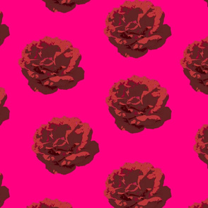 Retro red rose on hot pink background