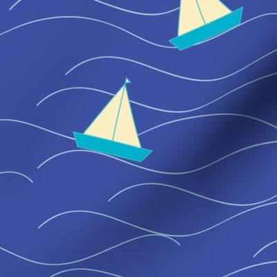 Nautical paper boat blue