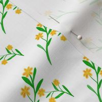 Golden Spring Flowers on Snowy White - Tiny Scale