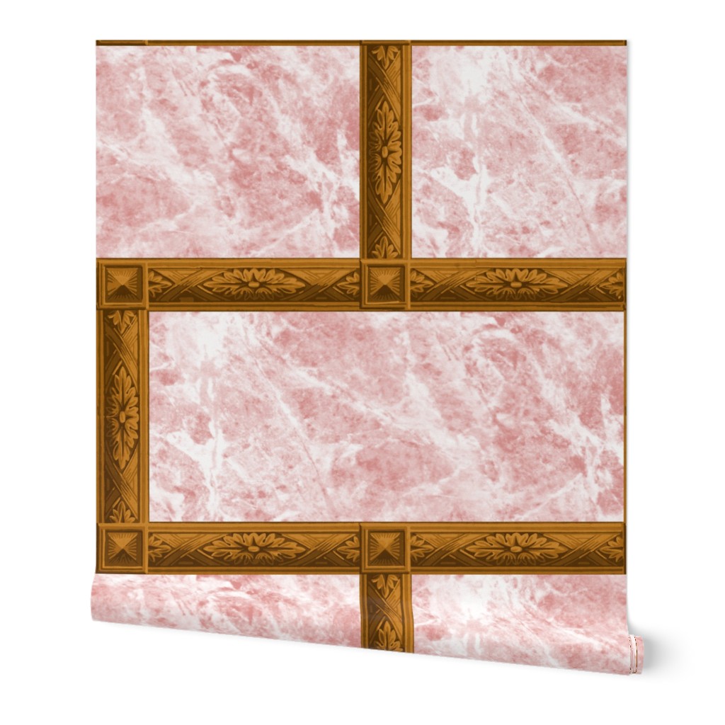 Neoclassical Frame Bricks ~ Rose Quartz Marble and Bright Gold 