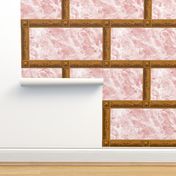 Neoclassical Frame Bricks ~ Rose Quartz Marble and Bright Gold 