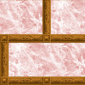 Neoclassical Frame Bricks ~ Rose Quartz Marble and Bright Gold 