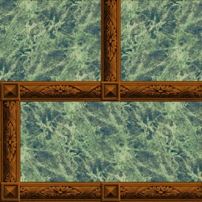 Neoclassical Frame Bricks ~ Emerald Quartz Marble and Rosewood  