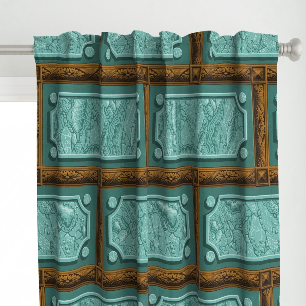 Neoclassical Marble Panels ~ Duck Egg Blue with Bronze  