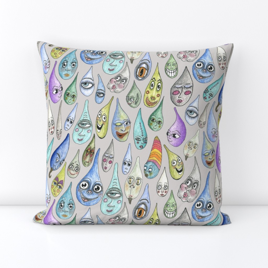 raindrops with personality, large scale, cool light gray grey