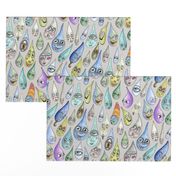raindrops with personality, large scale, cool light gray grey