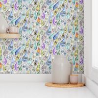 raindrops with personality, large scale, cool light gray grey