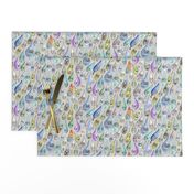 raindrops with personality, small scale, cool light gray grey