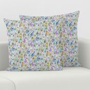 raindrops with personality, small scale, cool light gray grey