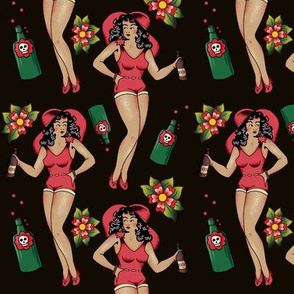 Traditional Tattoo Moonshine Pinup Girl