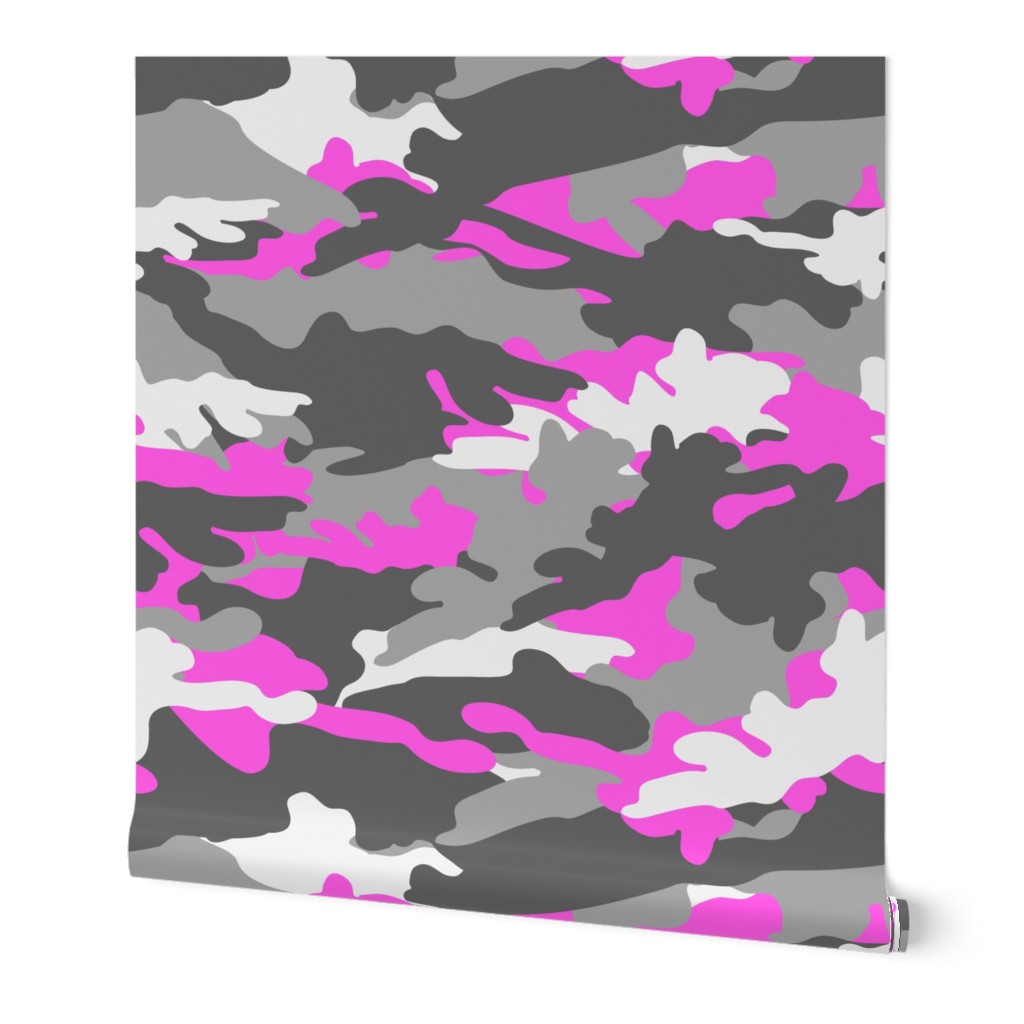 hot pink and grey camouflage - camo - C19BS