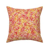 water splash in  red and yellows on linen