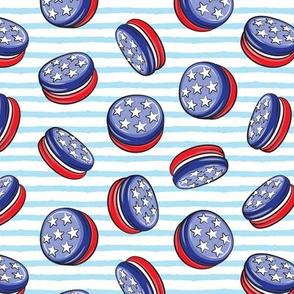 red white and blue macaron - macaroons - stars - blue stripes - LAD19 