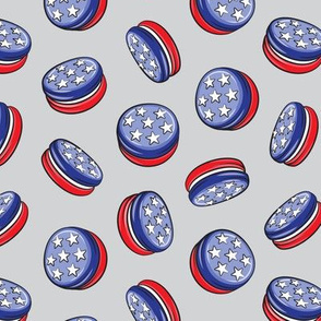 red white and blue macaron - macaroons - stars - grey - LAD19 