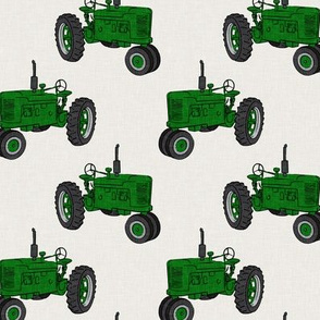 Vintage Tractors - Farming - green on cream - LAD19