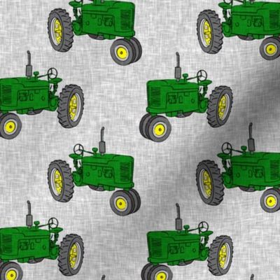 Vintage Tractors - Green & Yellow on Grey - LAD19