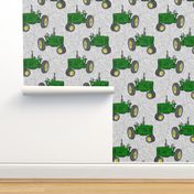 Vintage Tractors - Green & Yellow on Grey - LAD19
