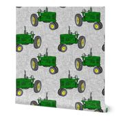 Vintage Tractors - Green & Yellow on Grey - LAD19