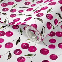 Magenta cherries || watercolor fruit patterns