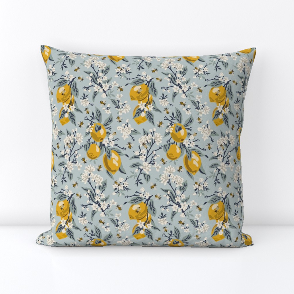 Bees & Lemons - Small - Blue