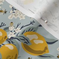 Bees & Lemons - Small - Blue