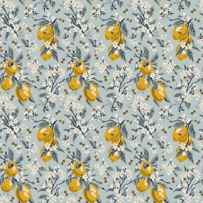 Bees & Lemons - Small - Blue