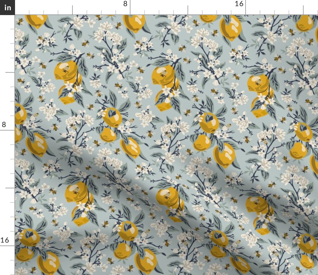 Bees & Lemons - Small - Blue