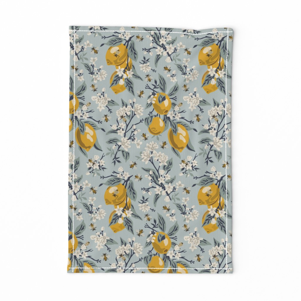 Bees & Lemons - Medium - Blue - (original colors)