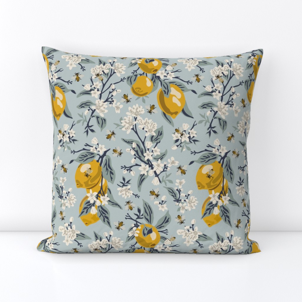 Bees & Lemons - Medium - Blue - (original colors)