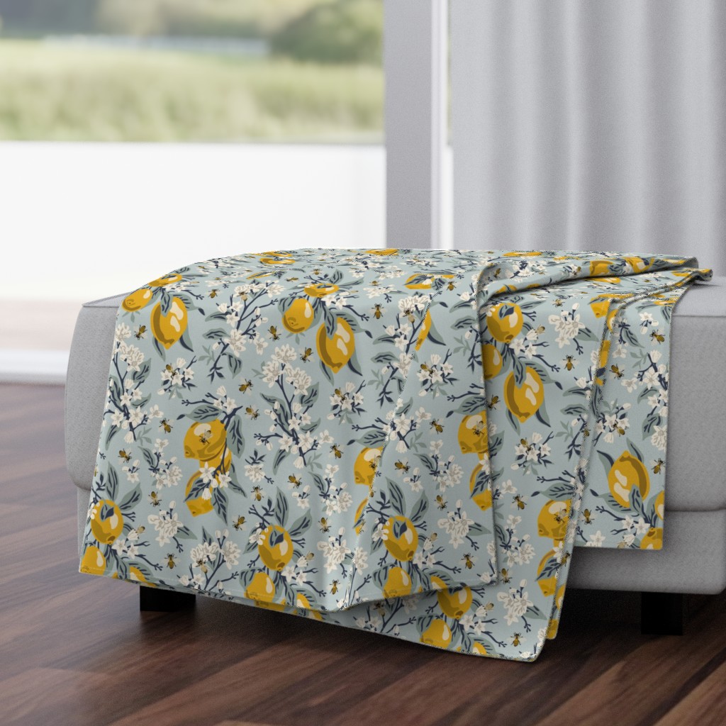 Bees & Lemons - Medium - Blue - (original colors)