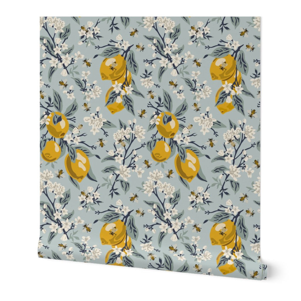 Bees & Lemons - Medium - Blue - (original colors)