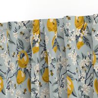 Bees & Lemons - Medium - Blue - (original colors)