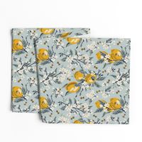 Bees & Lemons - Medium - Blue - (original colors)