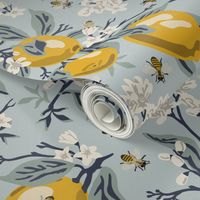 Bees & Lemons - Medium - Blue - (original colors)