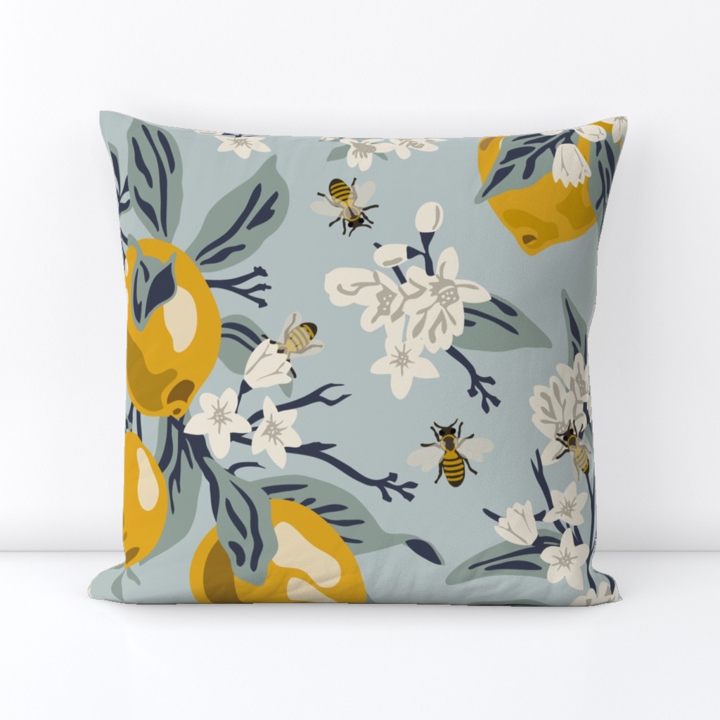 Bees  & Lemons - Jumbo - Blue (original colors)