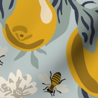 Bees  & Lemons - Jumbo - Blue (original colors)