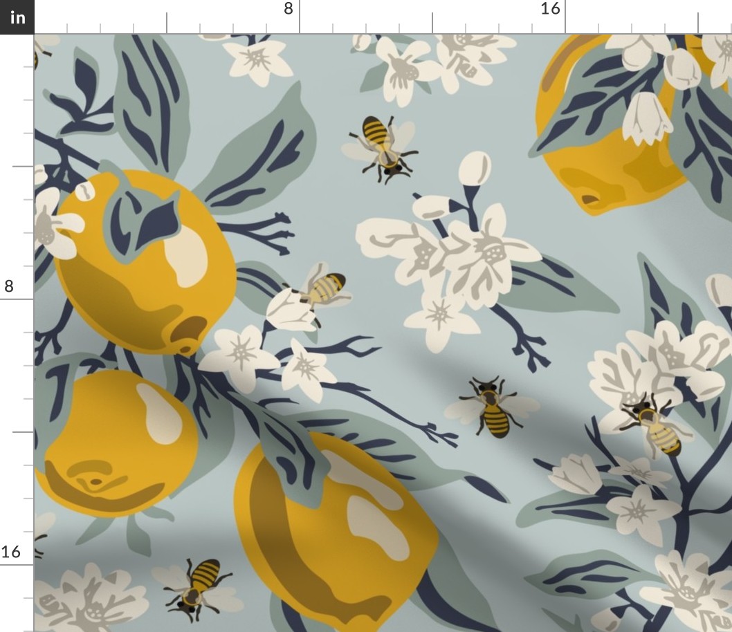 Bees  & Lemons - Jumbo - Blue (original colors)