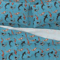 Asian Koi Fish Pattern on Light Blue Smaller Version