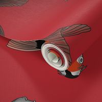 Chinese Koi Fish Artwork on Red Background Smaller Version