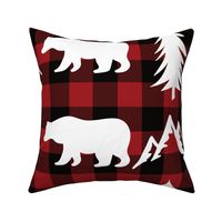 buffalo plaid white woodland animals