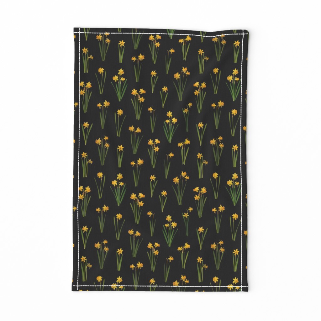 daffodils on black reapeat pattern tile
