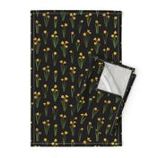 daffodils on black reapeat pattern tile