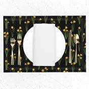 daffodils on black reapeat pattern tile