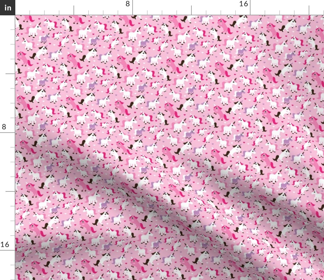 Pink unicorn horse love pink girls fabric mini